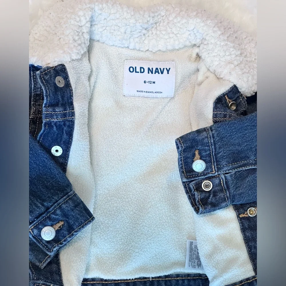 Baby Sherpa Lined Jean Jacket | Old Navy Size 6-12m - Picture 2 of 4